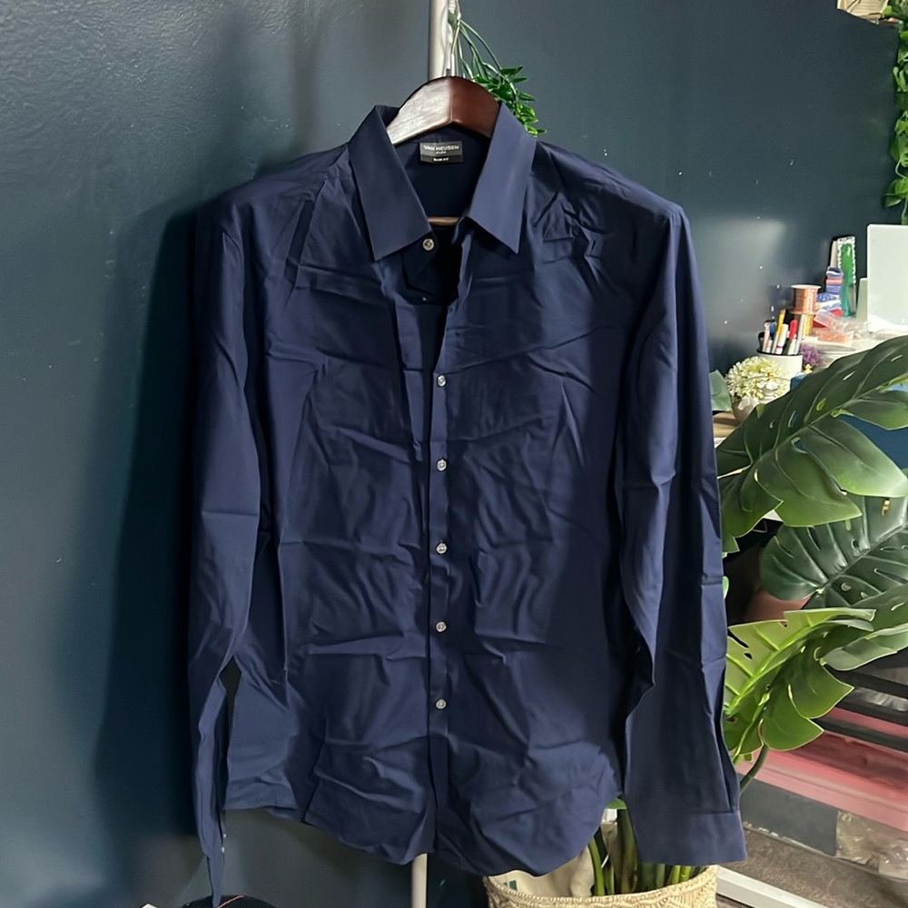 Van Heusen flex slim fit Navy blue shirt
